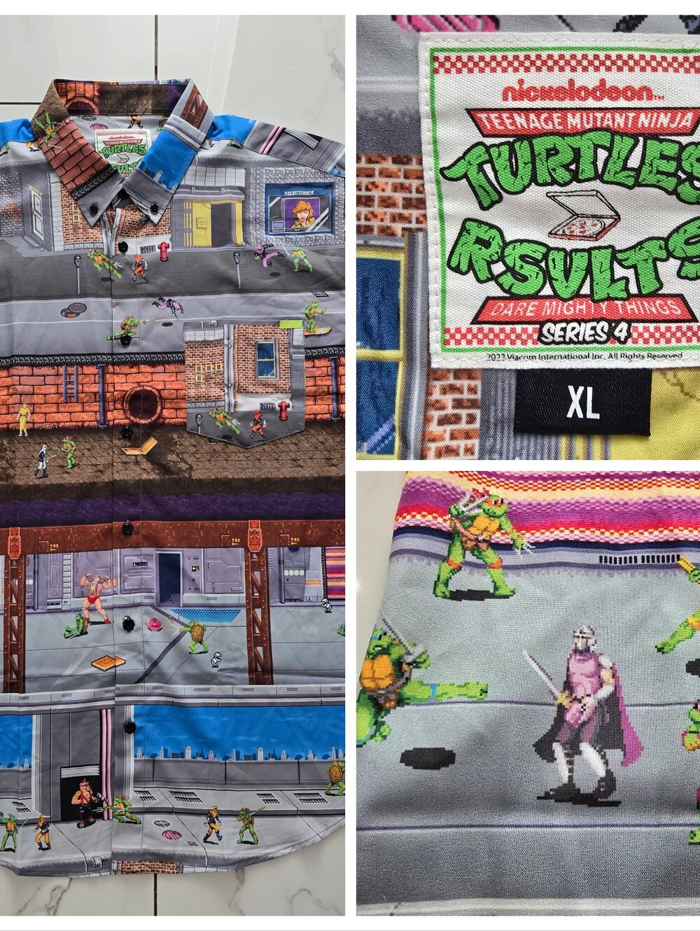 RSVLTS TMNT Nickelodeon Series 4 Button Up Shirt Mens XL Short Sleeve Kunuflex
